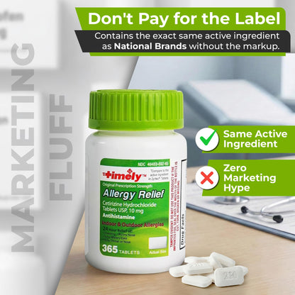 Timely Cetirizine Hydrochloride antihistamine tablets for sneezing and runny nose defense