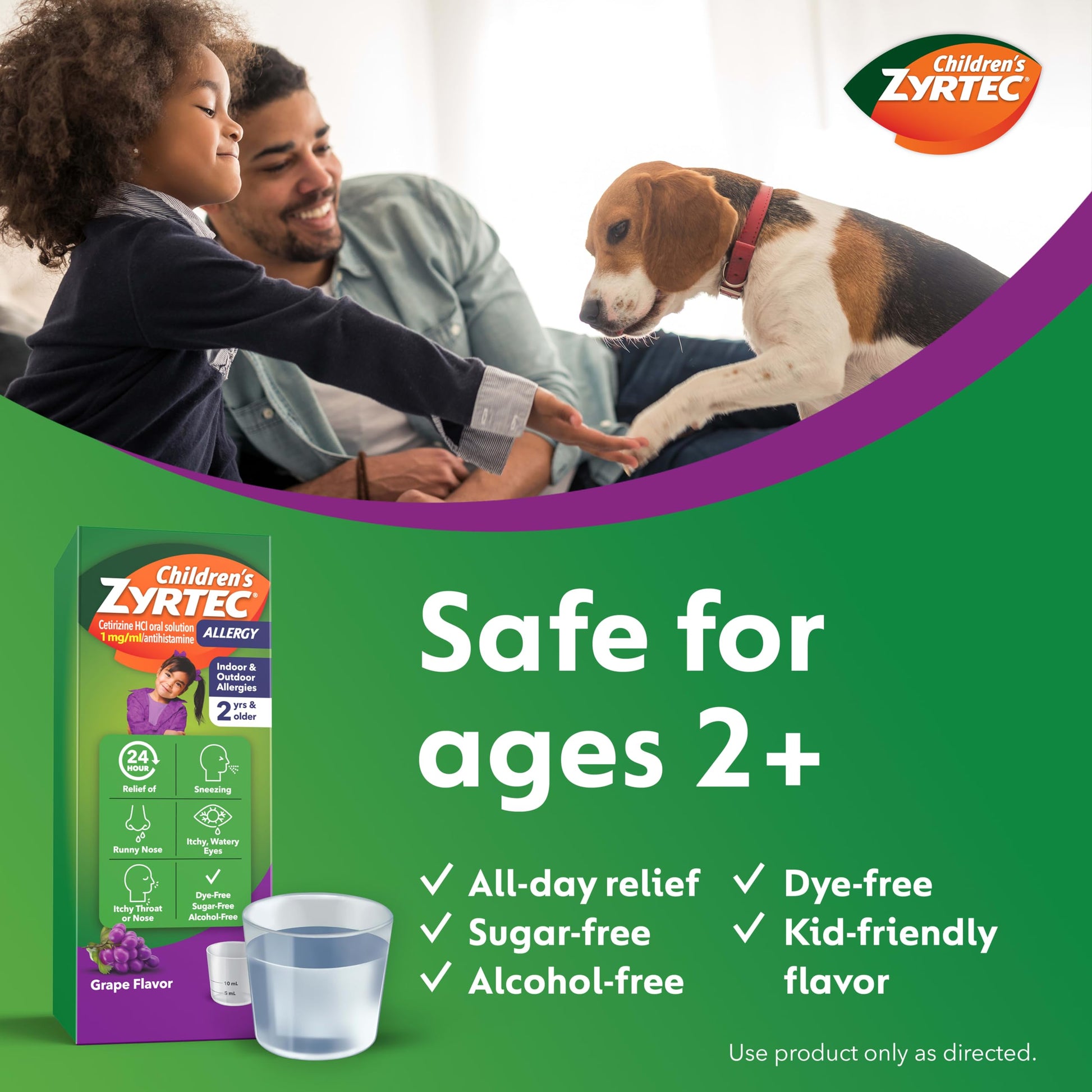 Authentic USA imported Zyrtec children liquid antihistamine for indoor and outdoor allergies