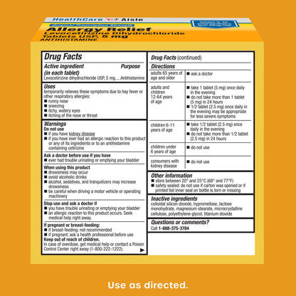 HealthCareAisle indoor and outdoor allergy remedy showing two eighty count bottles on a white background