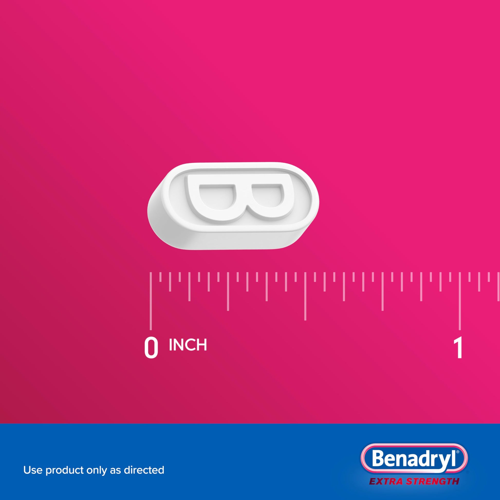 Authentic Benadryl Extra Strength 50mg tablets packaging for sneezing and runny nose multi symptom relief