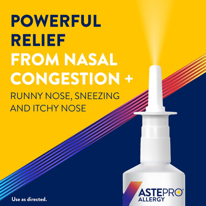 The complete Astepro 24-hour allergy relief bundle containing the 1.01 fluid ounce spray bottle and personal pocket tissues.
