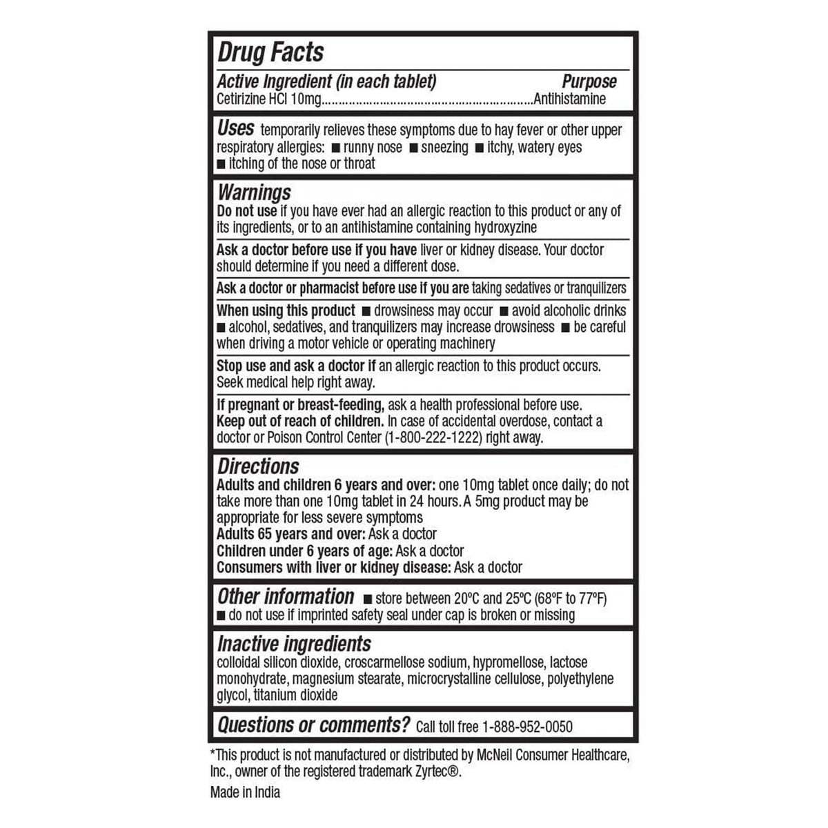 HealthA2Z 300 tablets container showing indoor and outdoor allergy indicators