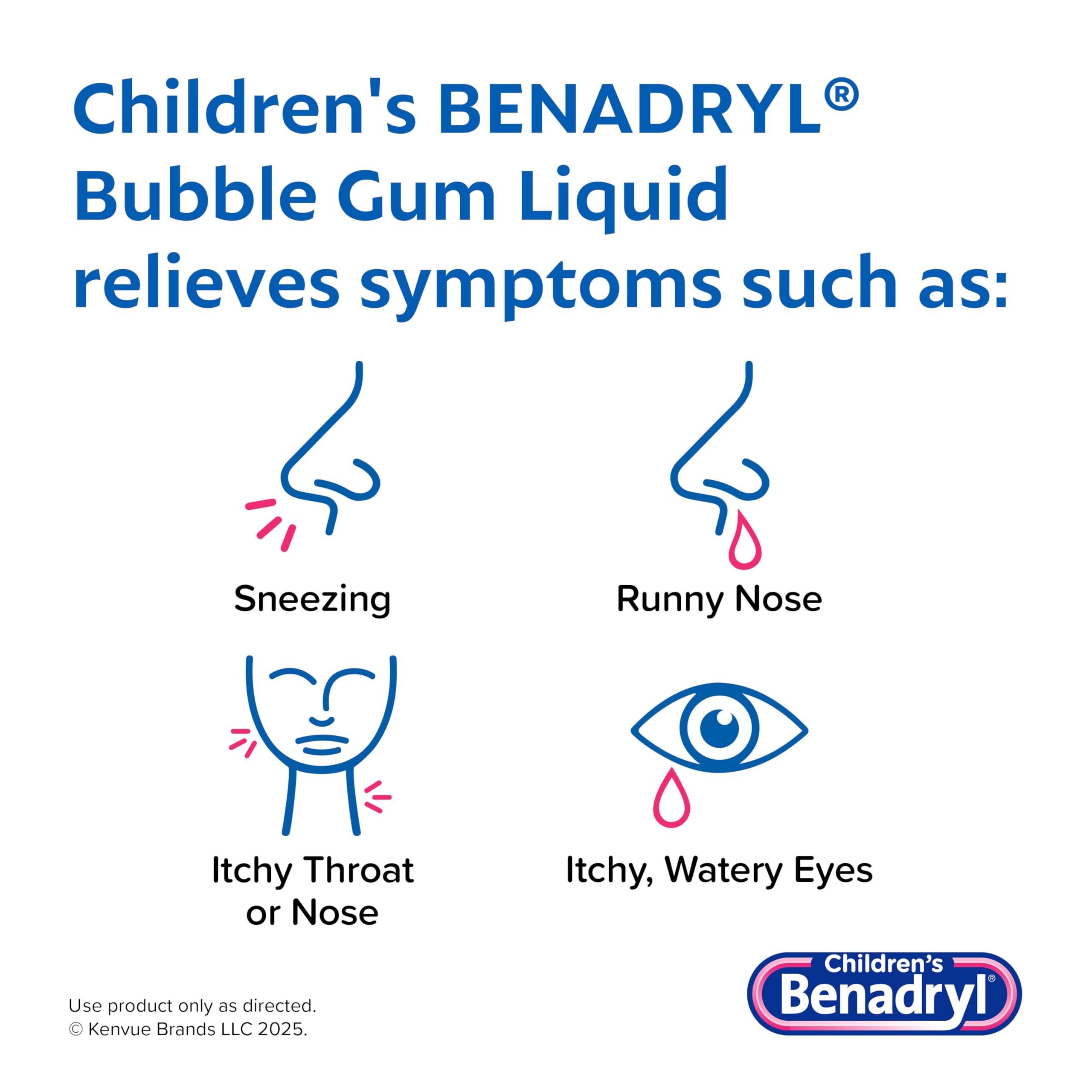 Childrens Benadryl bubble gum flavored allergy syrup active ingredient label facts