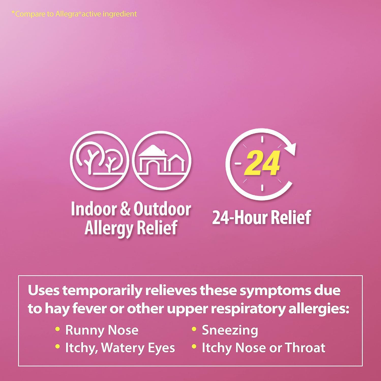 HealthA2Z 24 hour allergy relief 180mg coated caplets bottle placed upright on a clean surface.