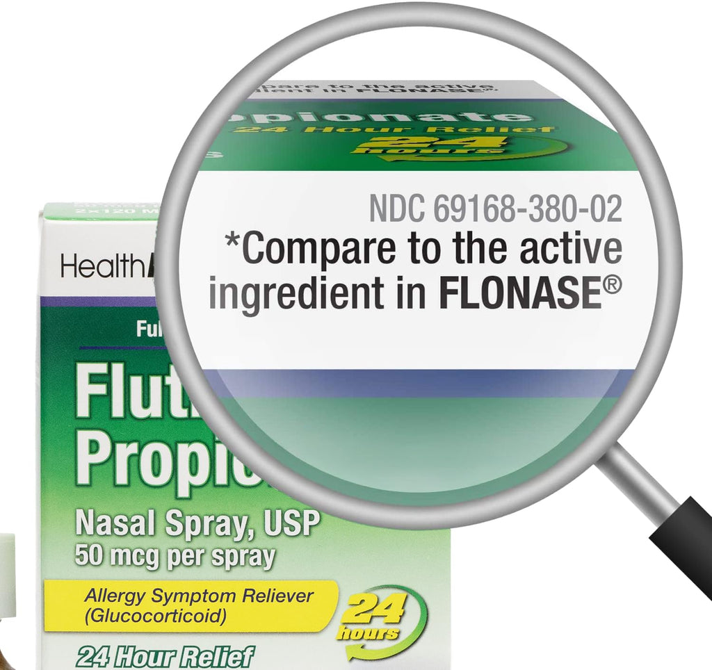 HealthA2Z 24 hour allergy relief nasal spray 50mcg bottle showing the metered spray nozzle