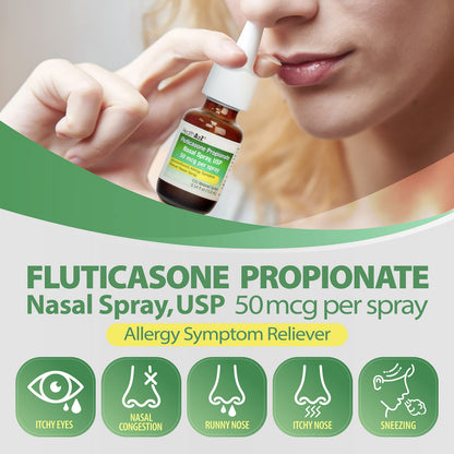 Two pack of HealthA2Z fluticasone nasal spray showing 240 total metered sprays capacity