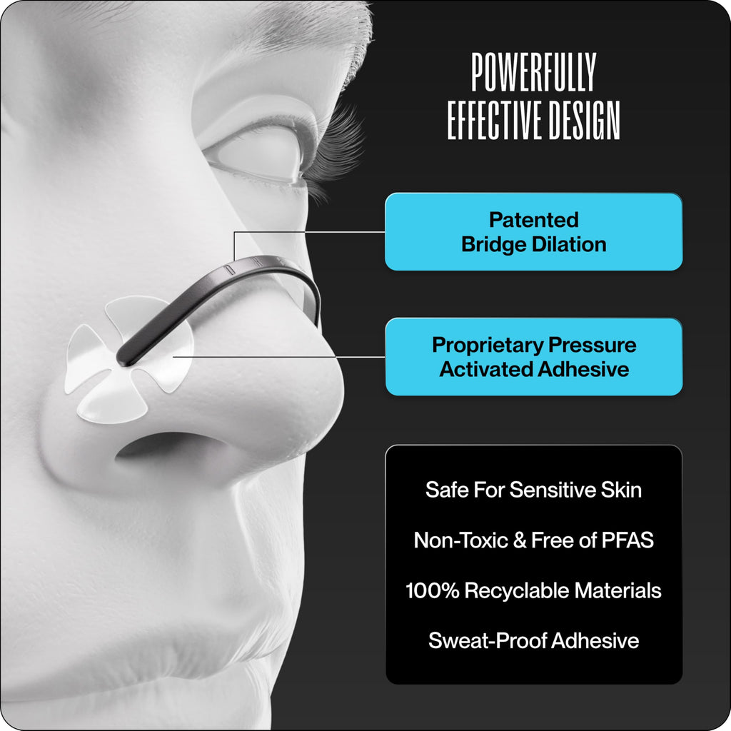 Side angle view of the premium anti snoring nose strips box showing product dimensions
