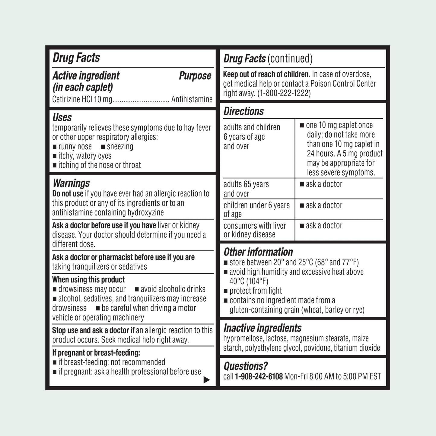 ValuMeds cetirizine 10mg bottle standing upright illustrating 24 hour indoor and outdoor allergy armor