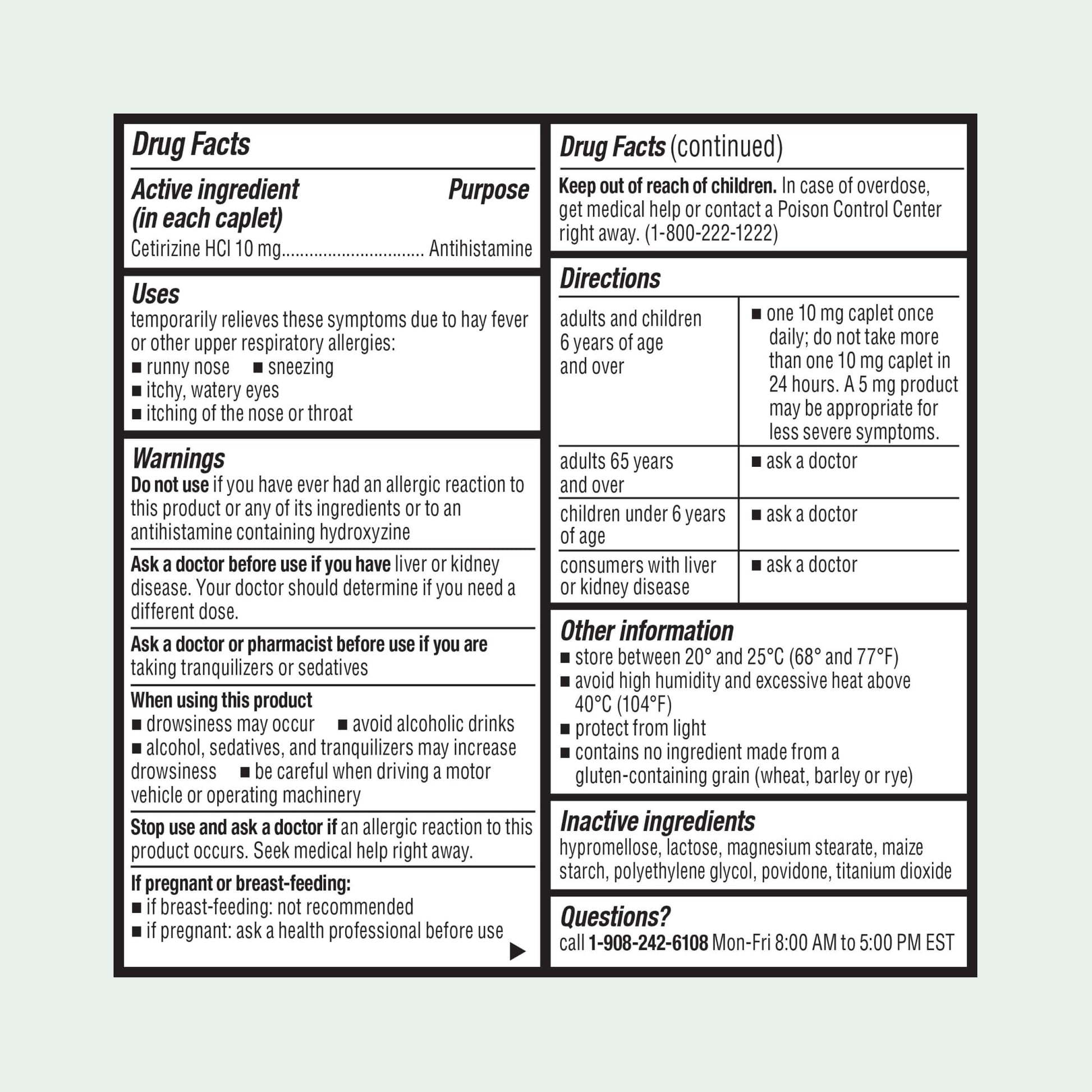 ValuMeds cetirizine 10mg bottle standing upright illustrating 24 hour indoor and outdoor allergy armor