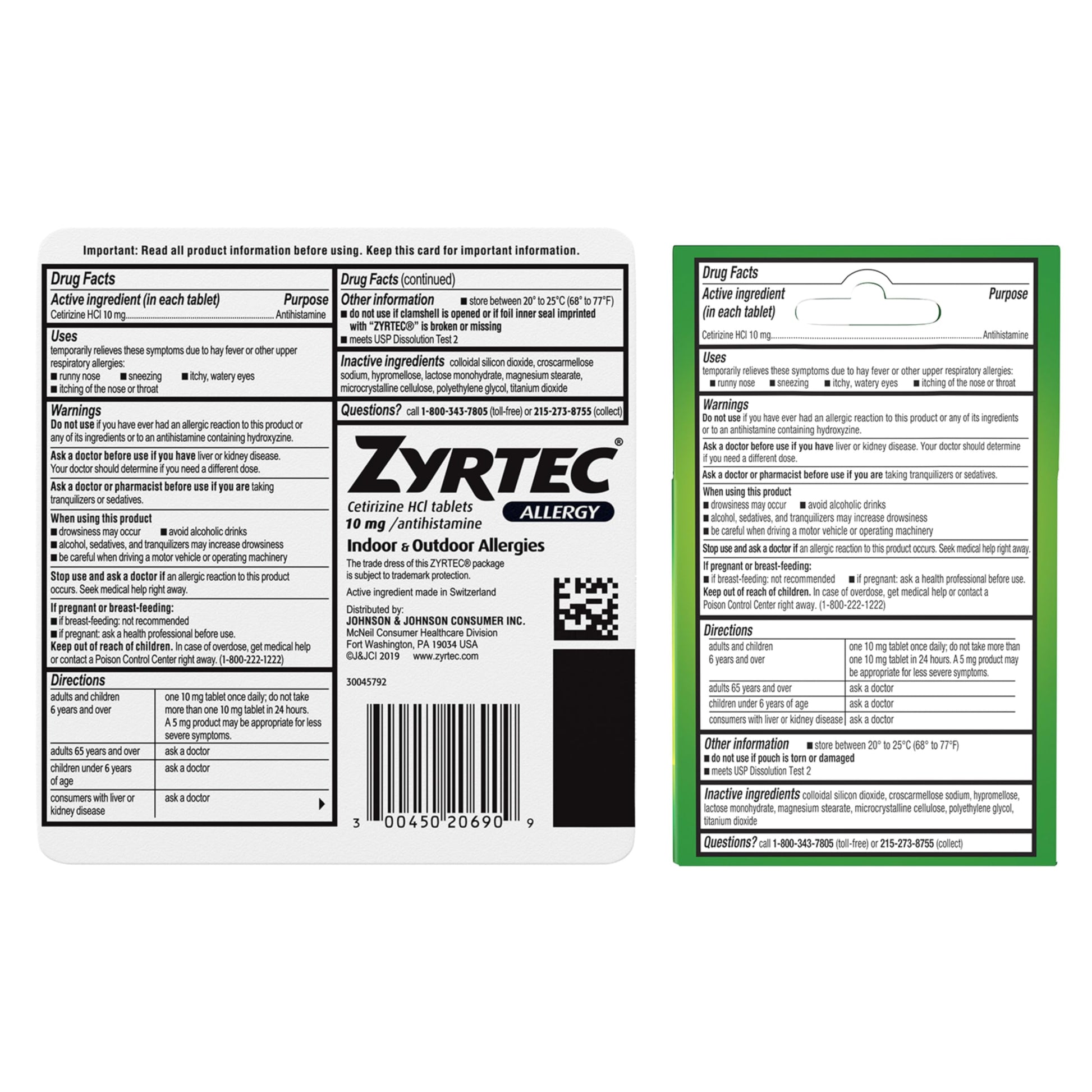Zyrtec daily allergy support value bundle display highlighting ninety-three total tablets count