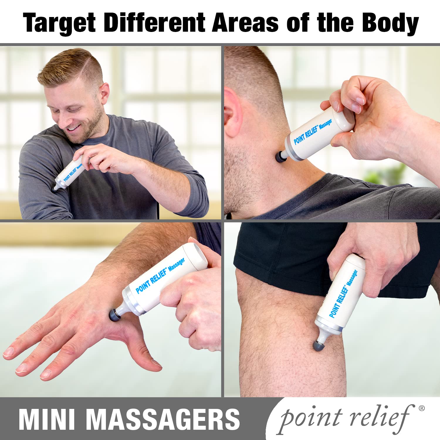 Side profile of Point Relief battery operated mini massager