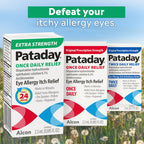 Close up of the two 2.5 Milliliter dropper bottles of Alcon Pataday eye relief