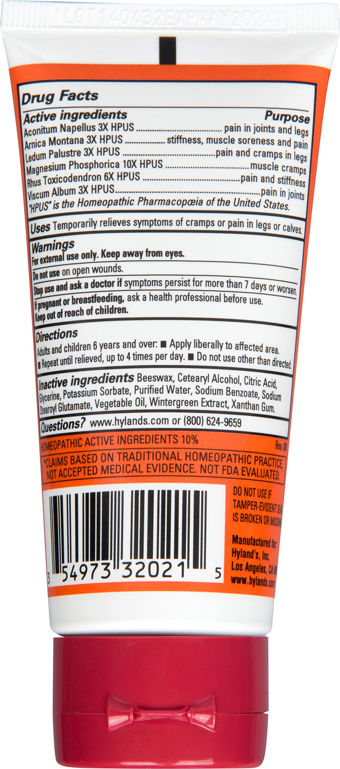 Hyland's Leg Cramps Ointment pack of 3 tubes