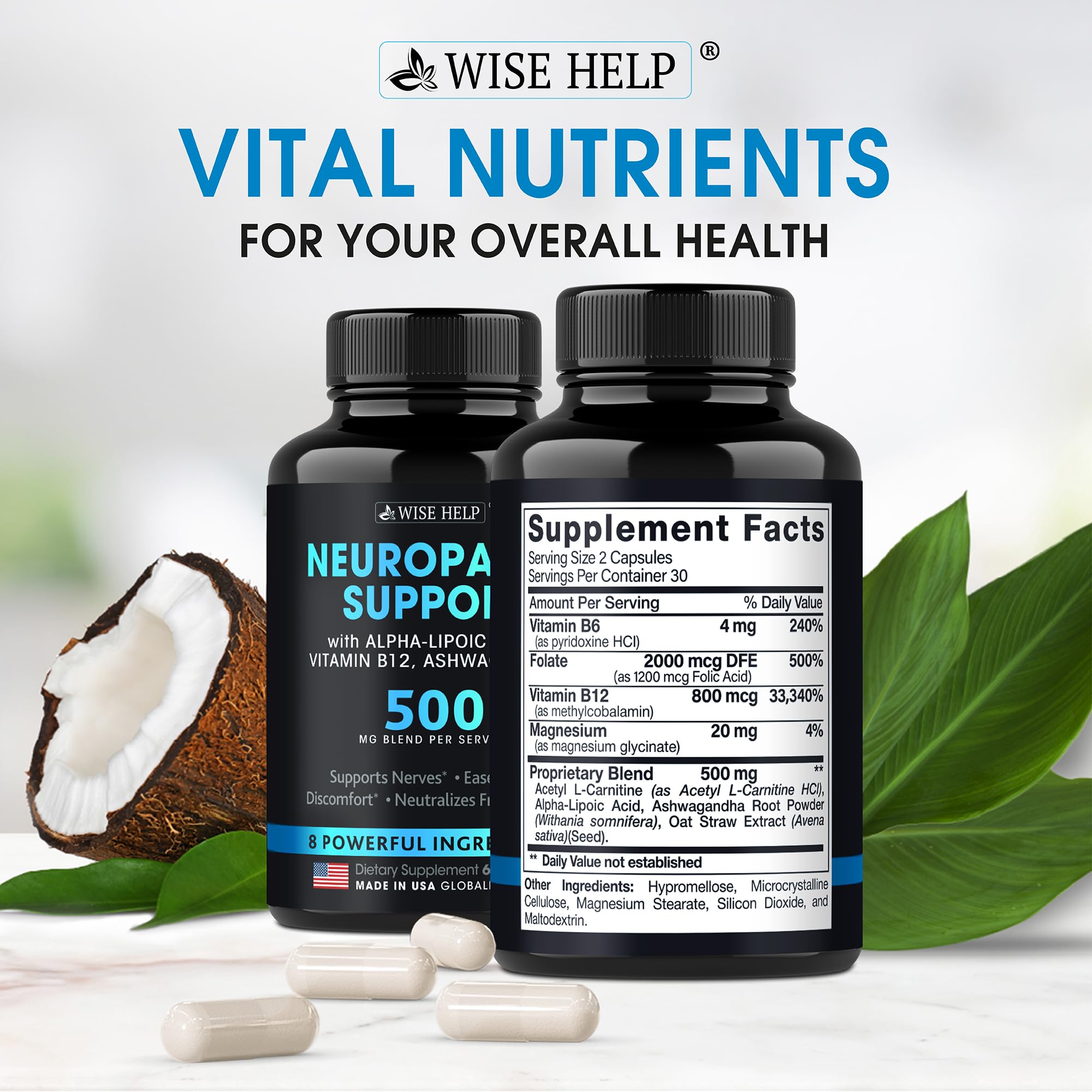 Wisehelp nerve support formula 60 capsules label details