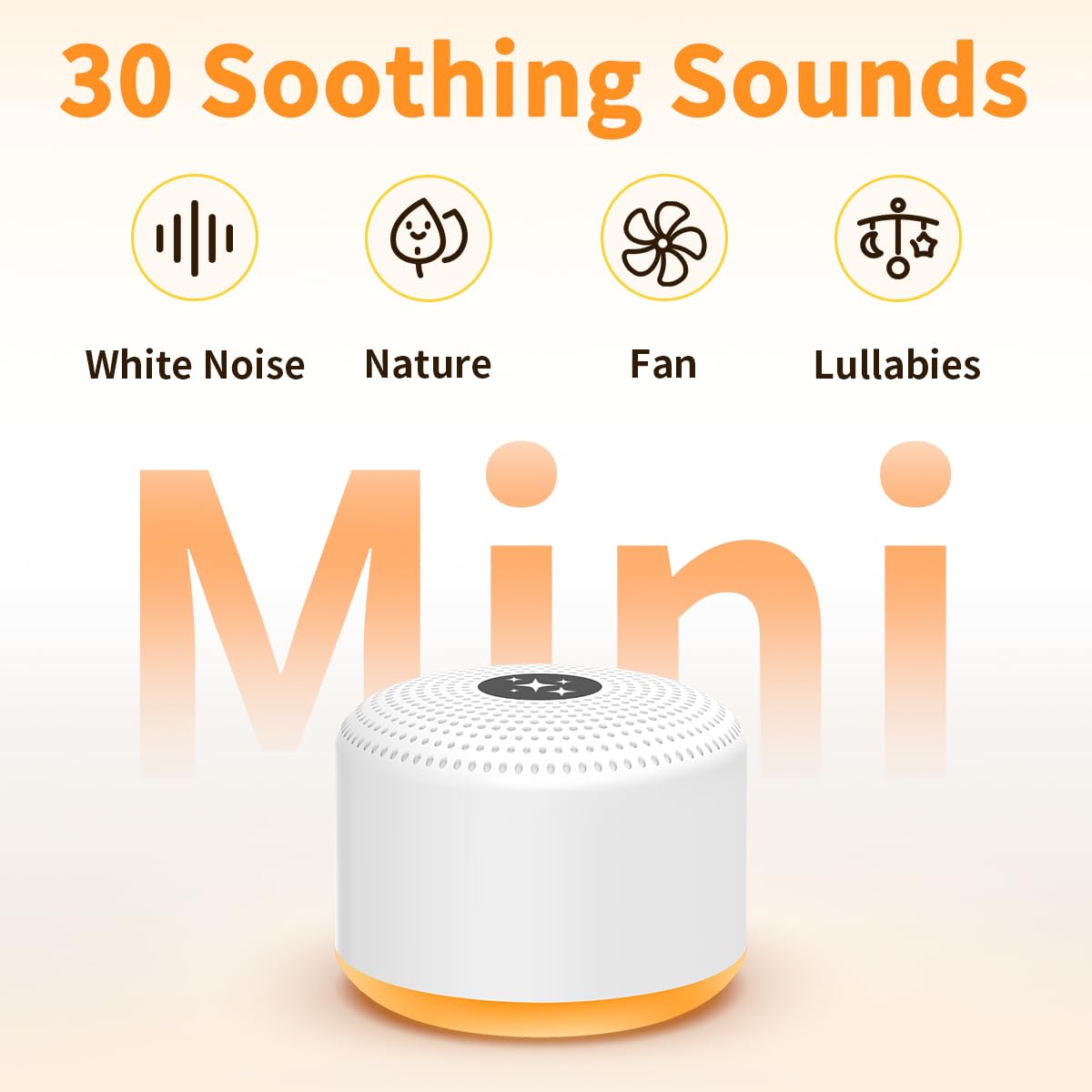 Portable sleep sound machine displaying illuminated multi color night light options