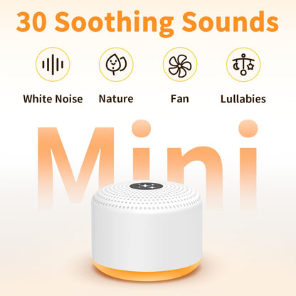 Portable sleep sound machine displaying illuminated multi color night light options