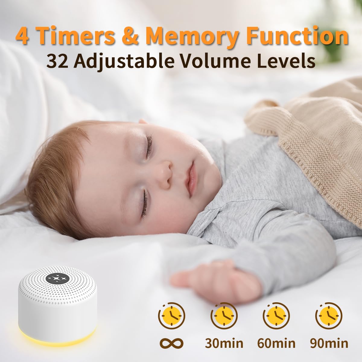 Compact sound machine showcasing lightweight construction suitable for travel and office