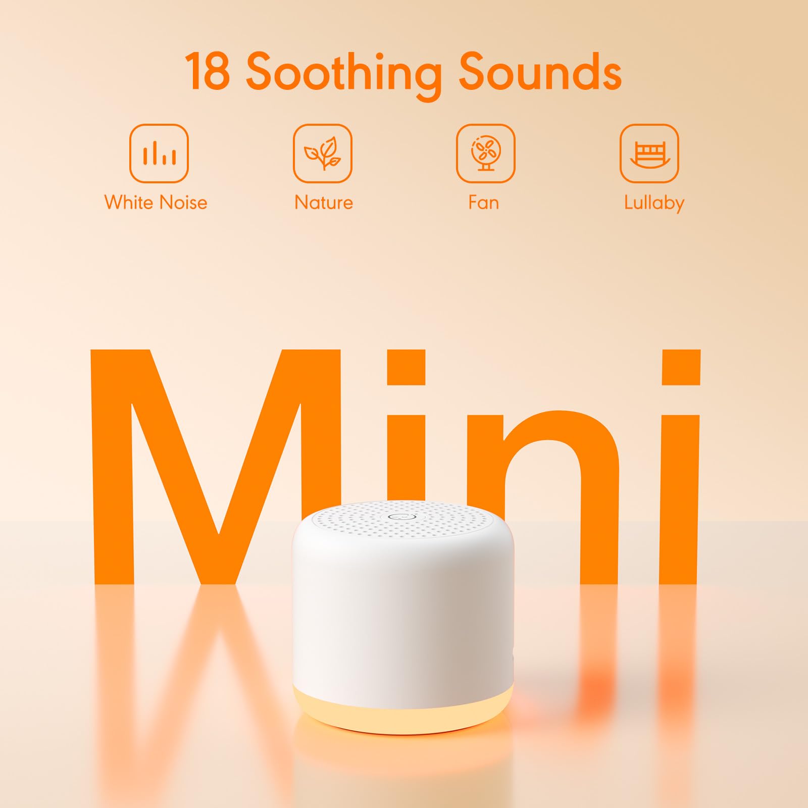 SMILEBOP portable sound machine with glowing night light ring turned on