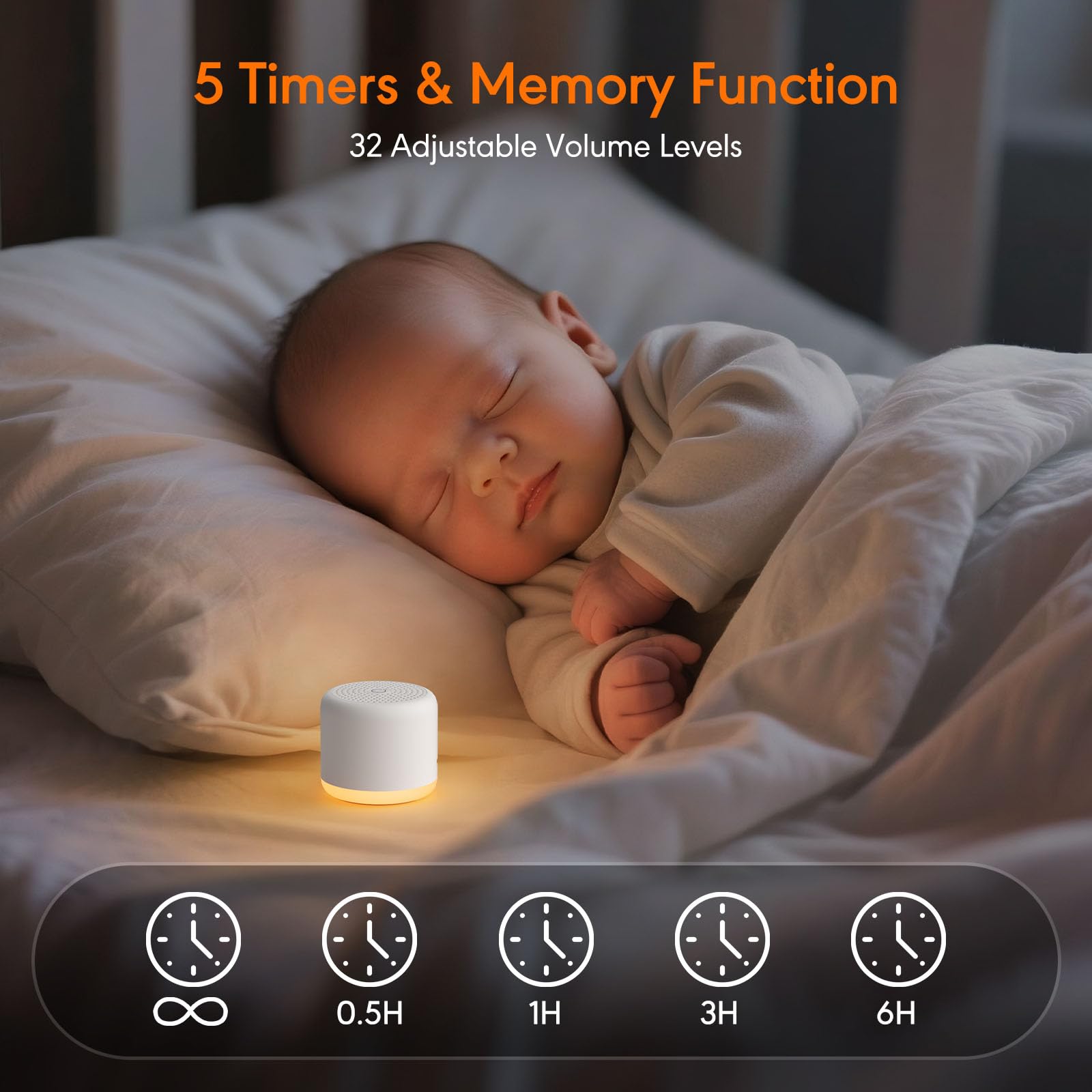SMILEBOP mini noise machine displaying compact size next to a smartphone