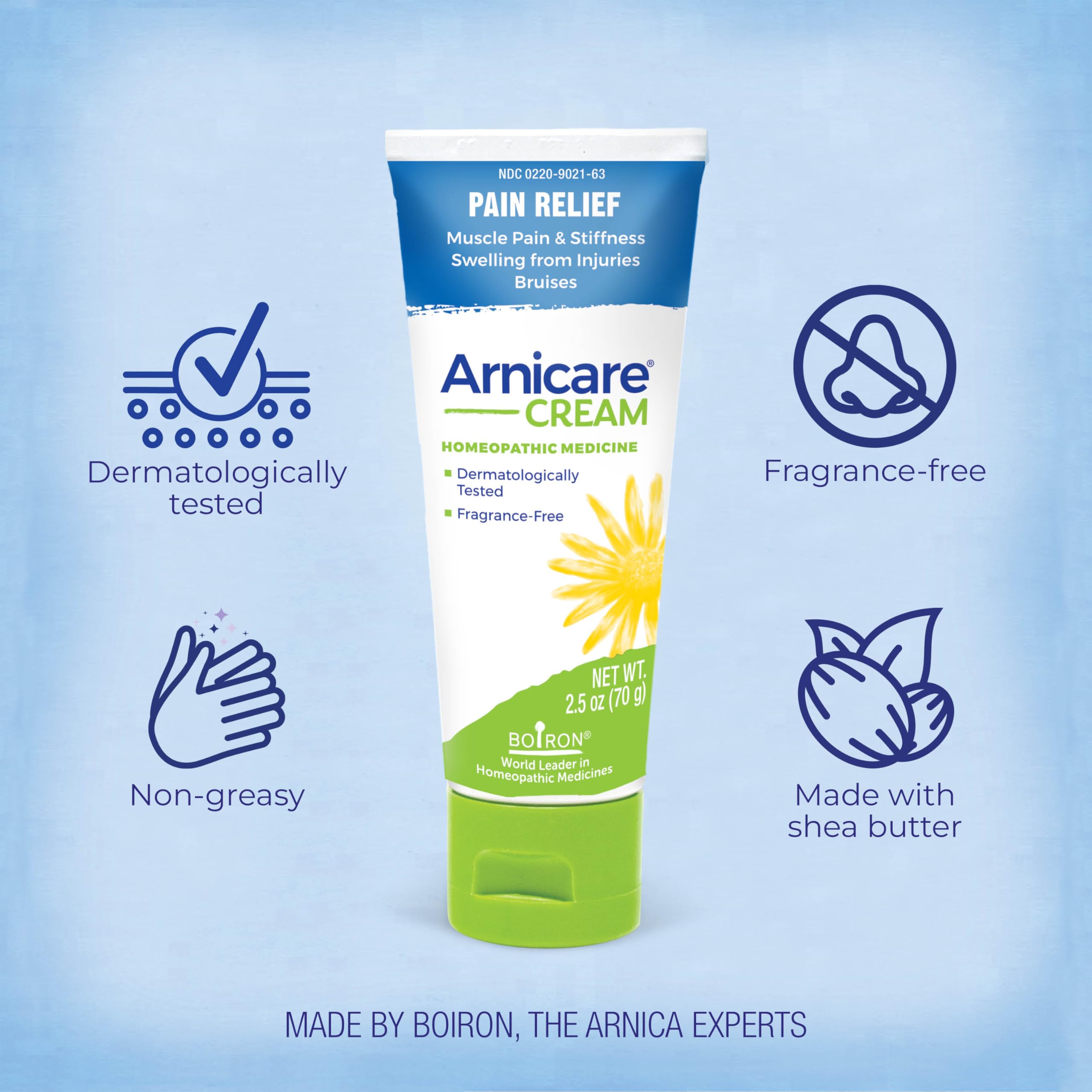 Boiron Arnicare Cream homeopathic pain relief label