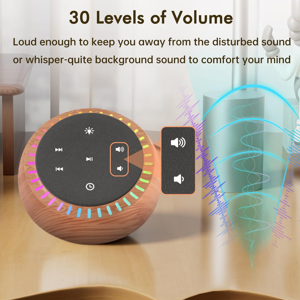 DreamSky sleep sound machine compact design demonstrating portability for home and travel use.