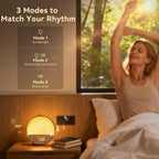 Vivilumens dimmable night lamp displaying a soft ambient blue light setting for evening relaxation and reading.