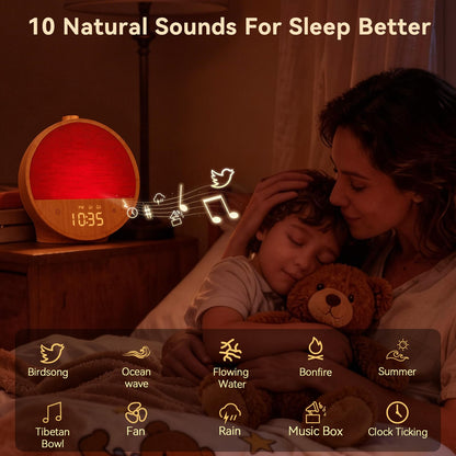 Vivilumens digital alarm clock for heavy sleepers showing the clear LED display at maximum brightness level.