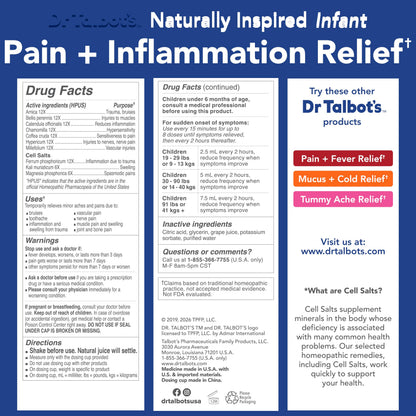Side view of Dr. Talbot's pain relief liquid bottle
