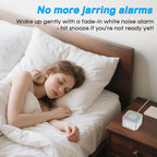 Wkzay noise canceling machine for bedroom displaying the sunrise simulation alarm clock feature.