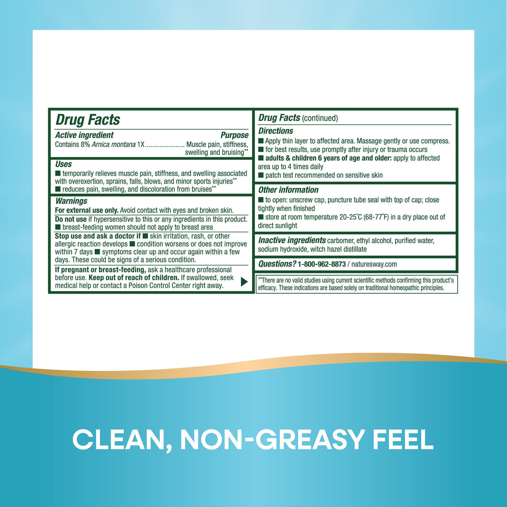 Topical arnica gel for swelling and stiffness treatment
