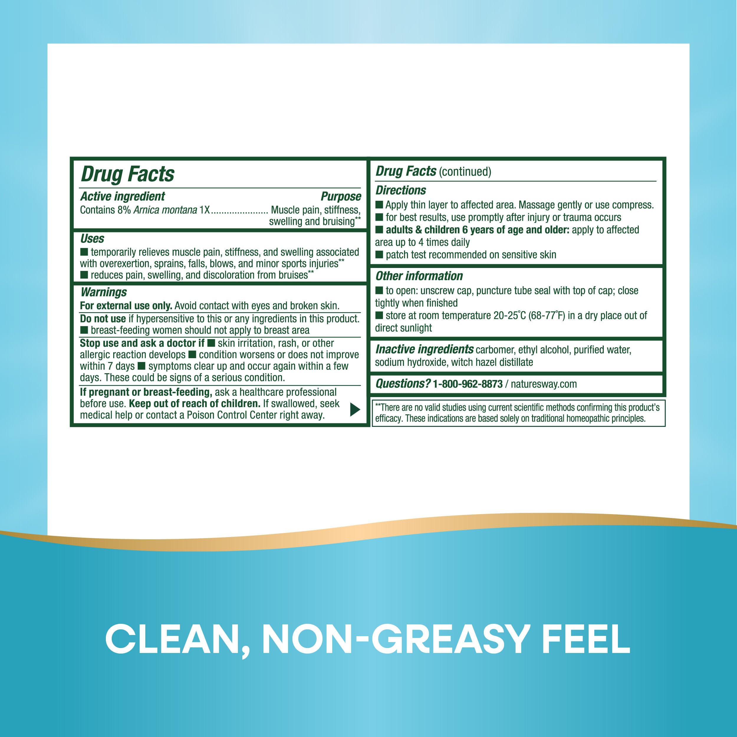 Topical arnica gel for swelling and stiffness treatment