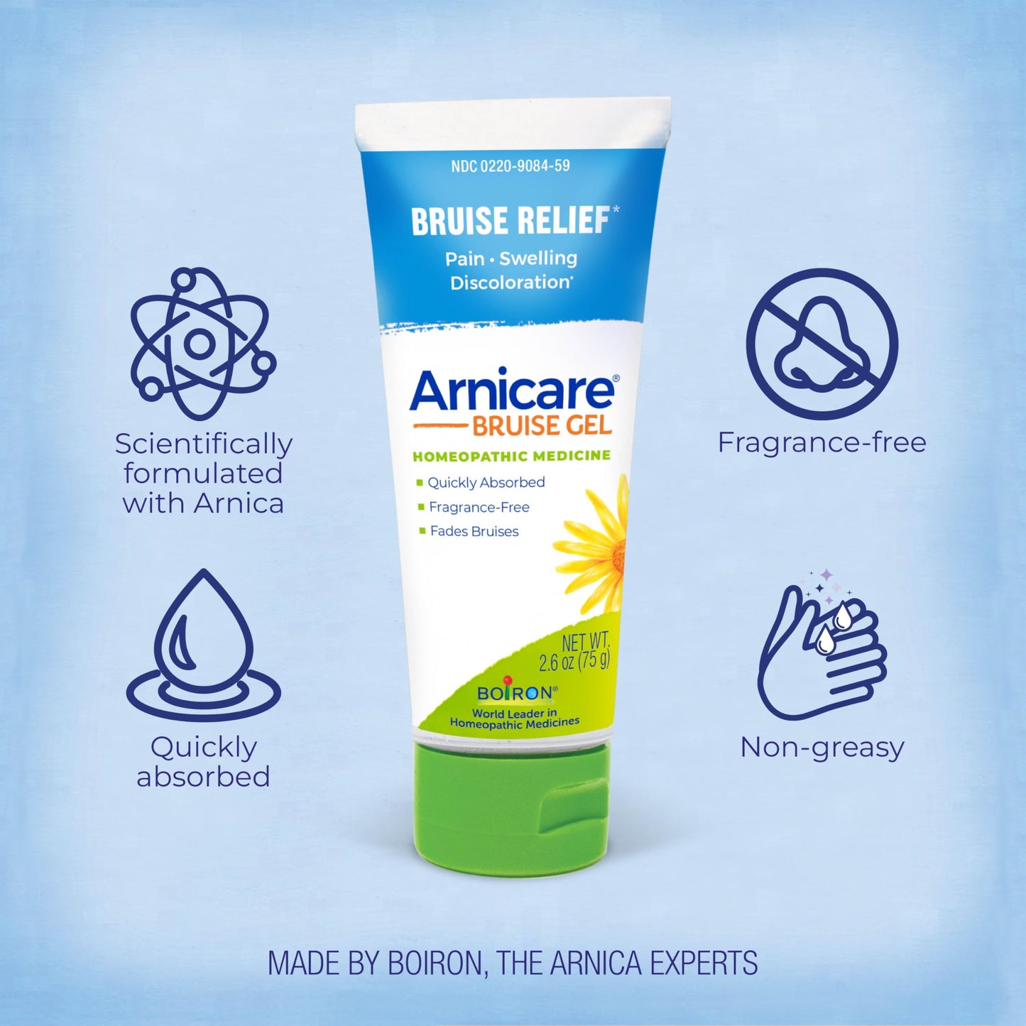 Back of Boiron Arnicare Bruise Gel box with instructions