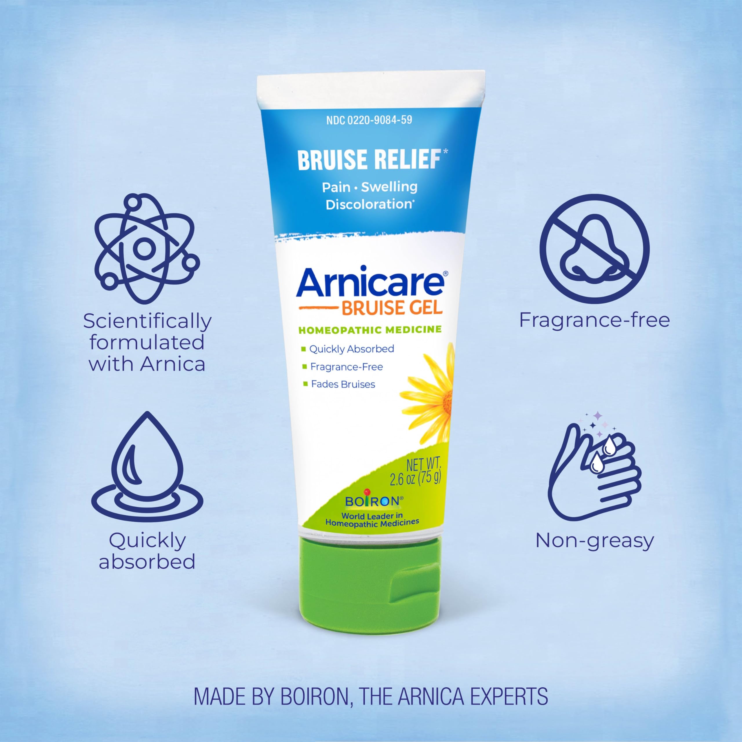 Back of Boiron Arnicare Bruise Gel box with instructions