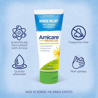Back of Boiron Arnicare Bruise Gel box with instructions