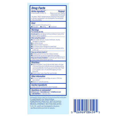 Travel friendly 2.6 ounce squeeze tube for bruise care