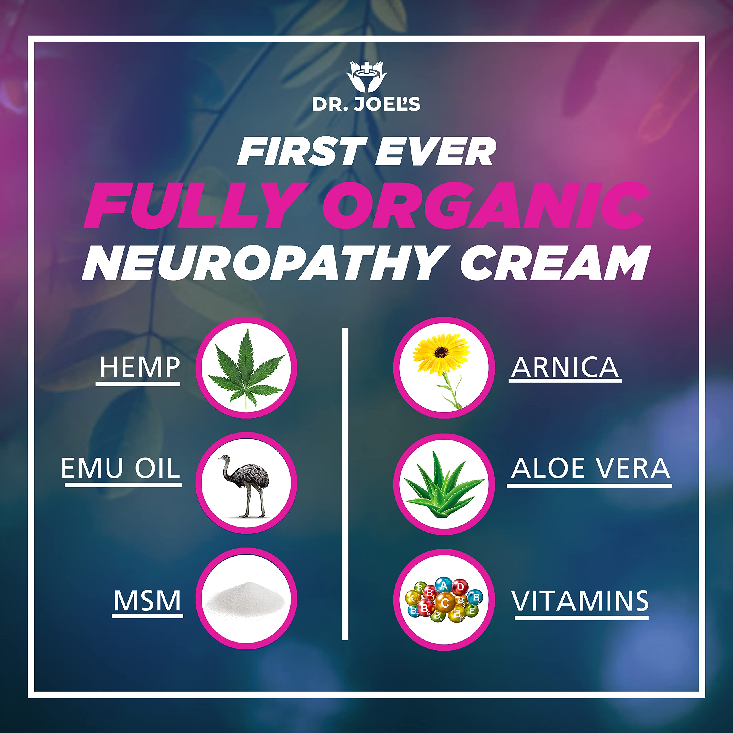 Back of Dr. Joel's Neuropathy Cream jar with ingredient list