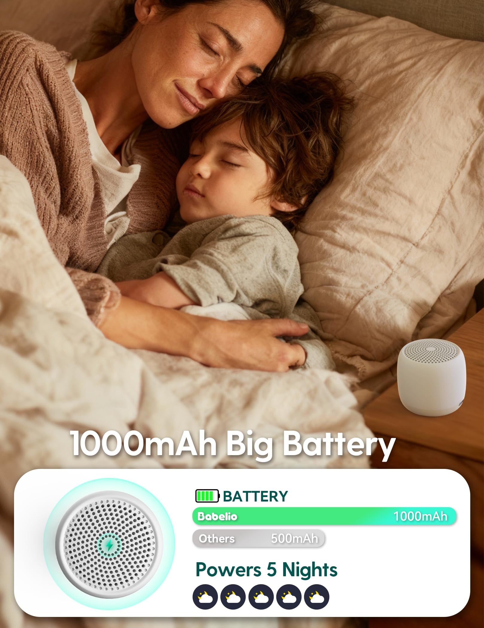 Babelio Pocket Mini Pro portable sound machine with twenty-five non-looping sounds for kids and adults.