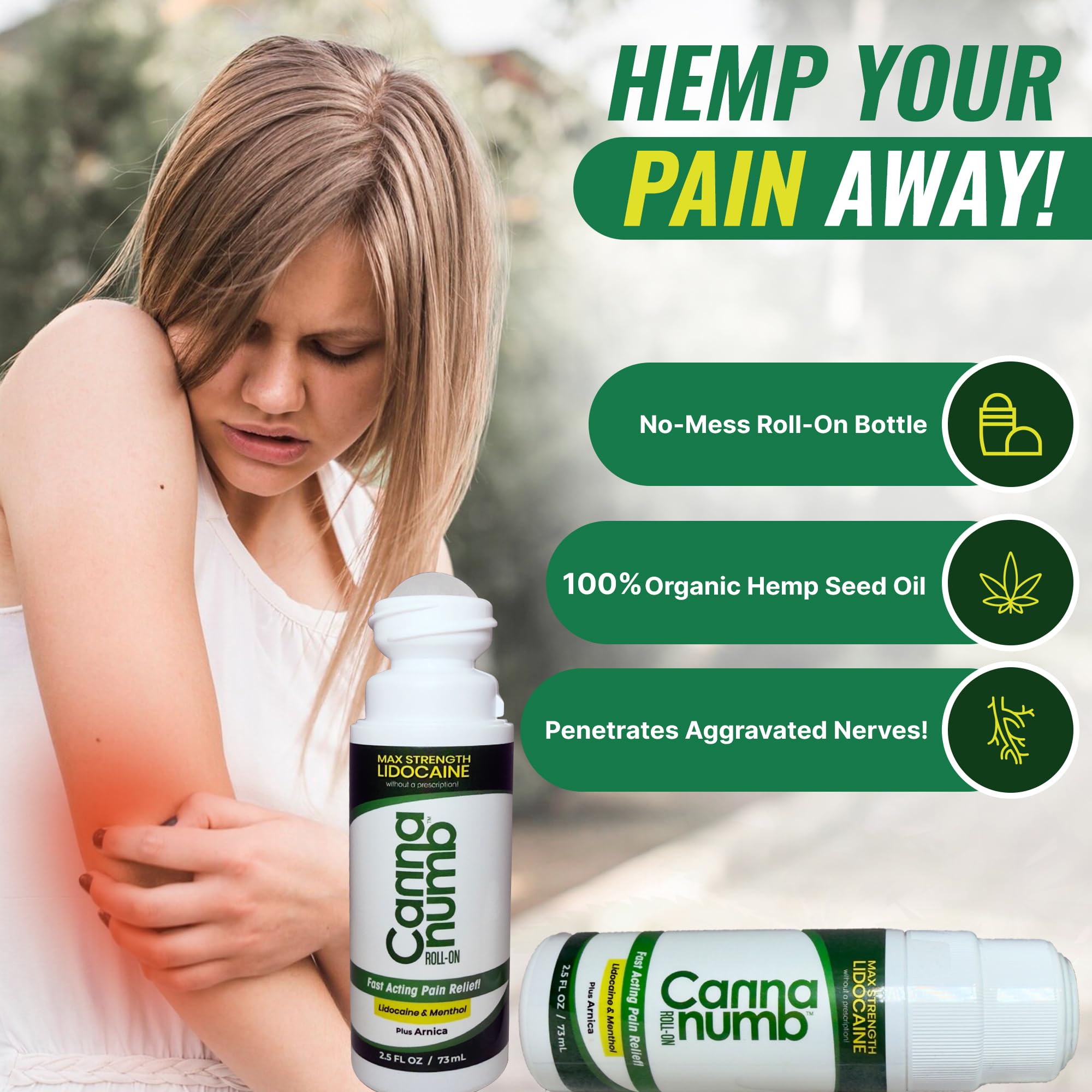 Back view of Cannanumb pain relief roll on