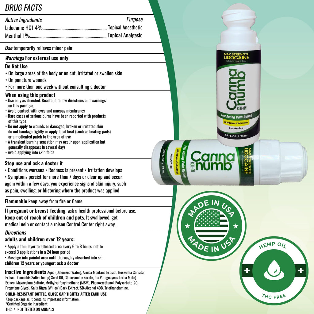 Cannanumb 2.5 fluid ounce pain relief packaging
