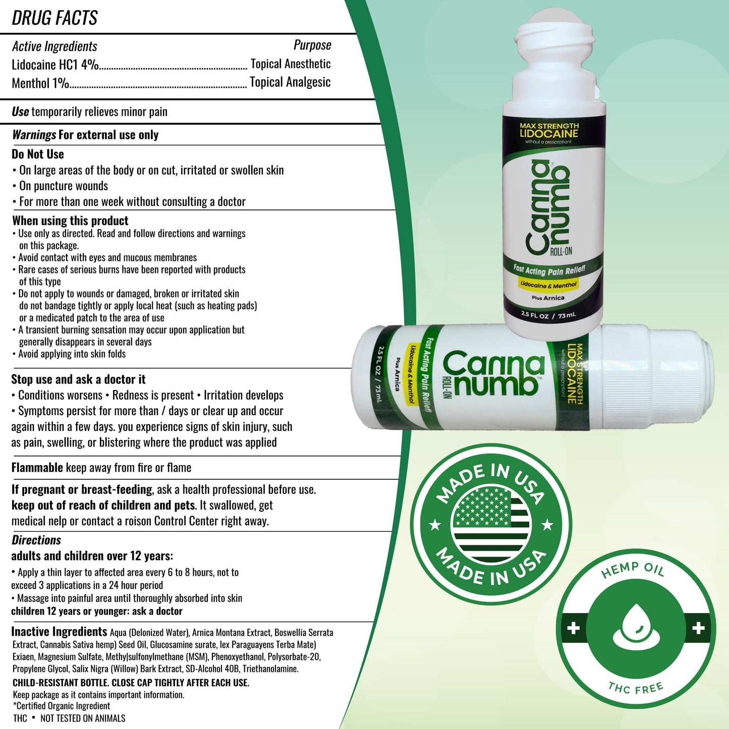 Cannanumb 2.5 fluid ounce pain relief packaging