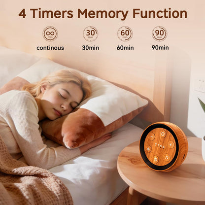 SoundMe travel size white noise sleep aid next to packed luggage for transit use