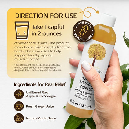 Caleb Treeze Old Amish Muscle Tonic 8 fluid ounce bottle cap