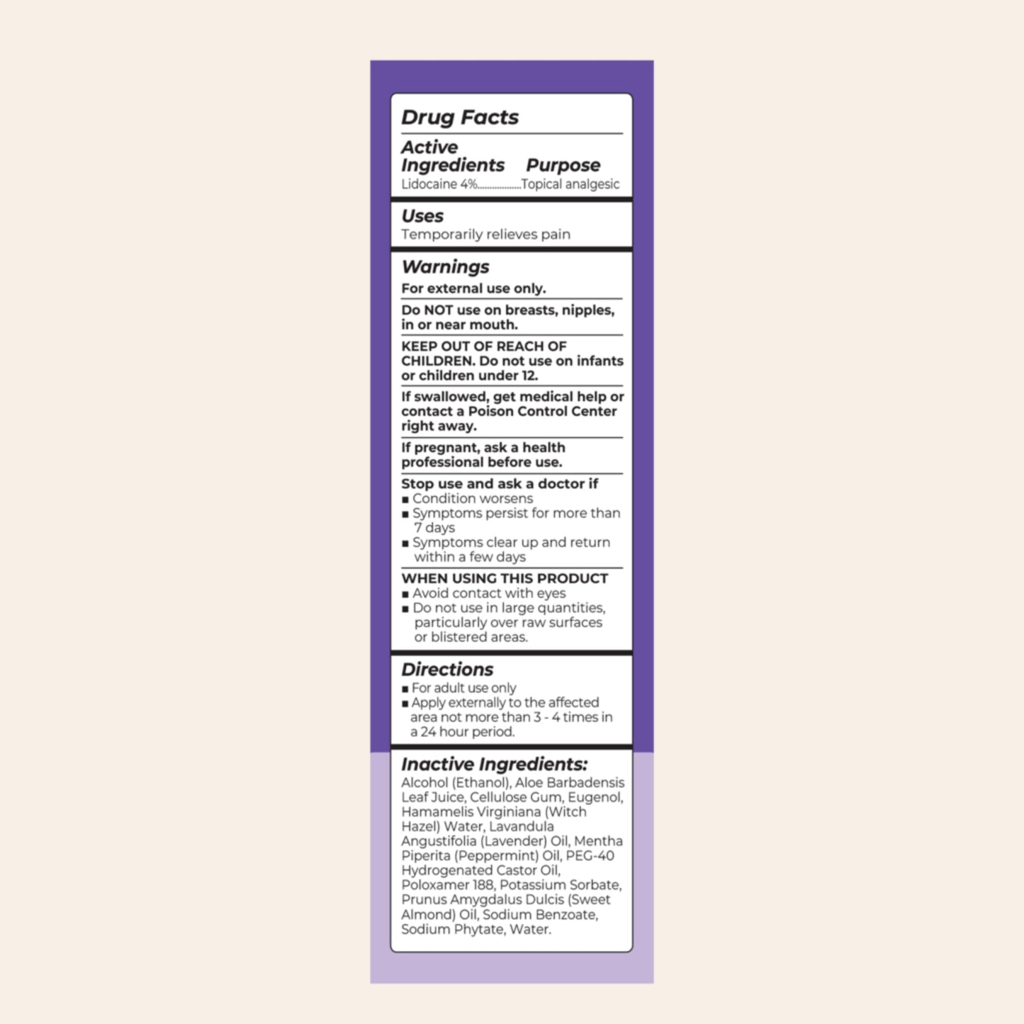 Lansinoh postpartum lidocaine spray bottle detail