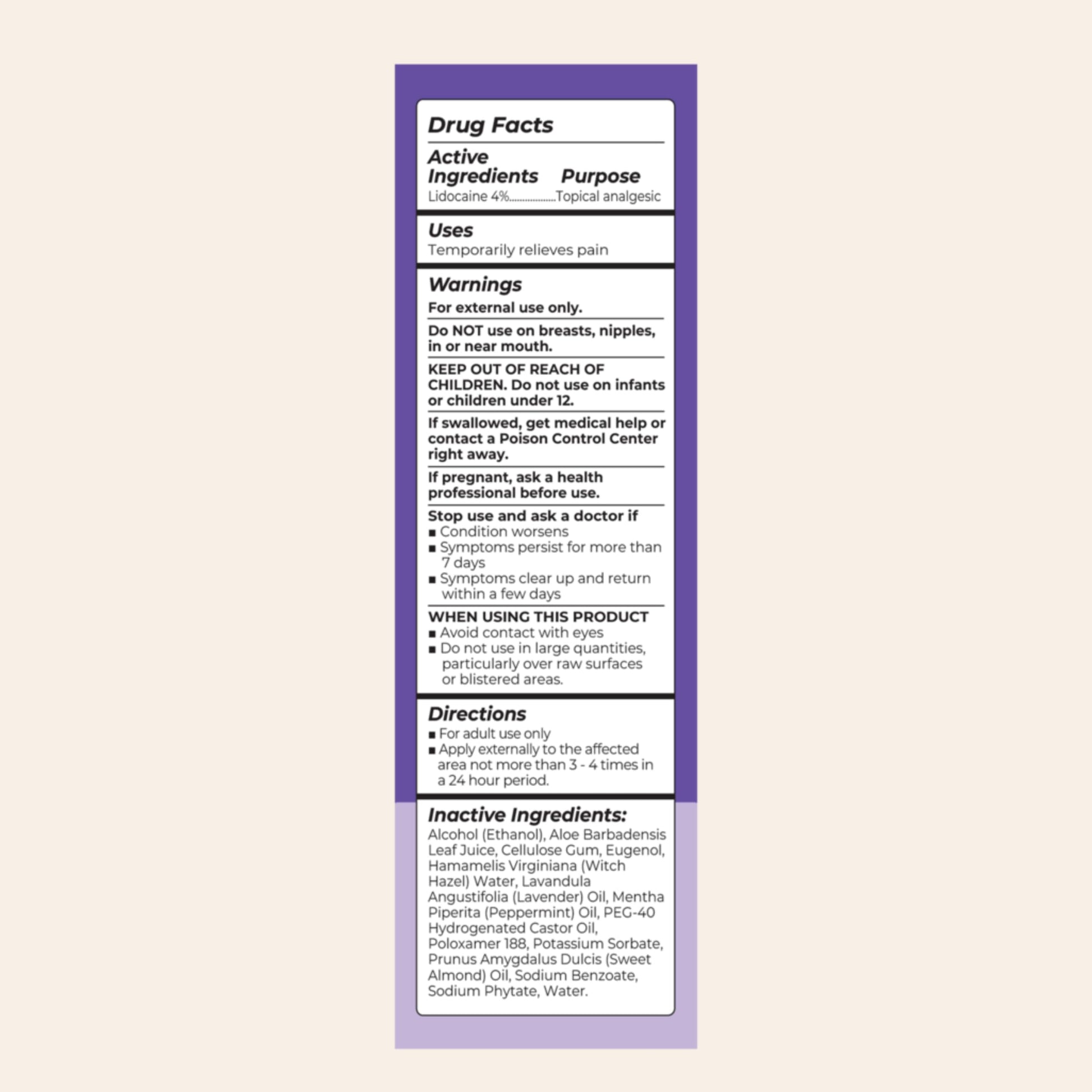 Lansinoh postpartum lidocaine spray bottle detail