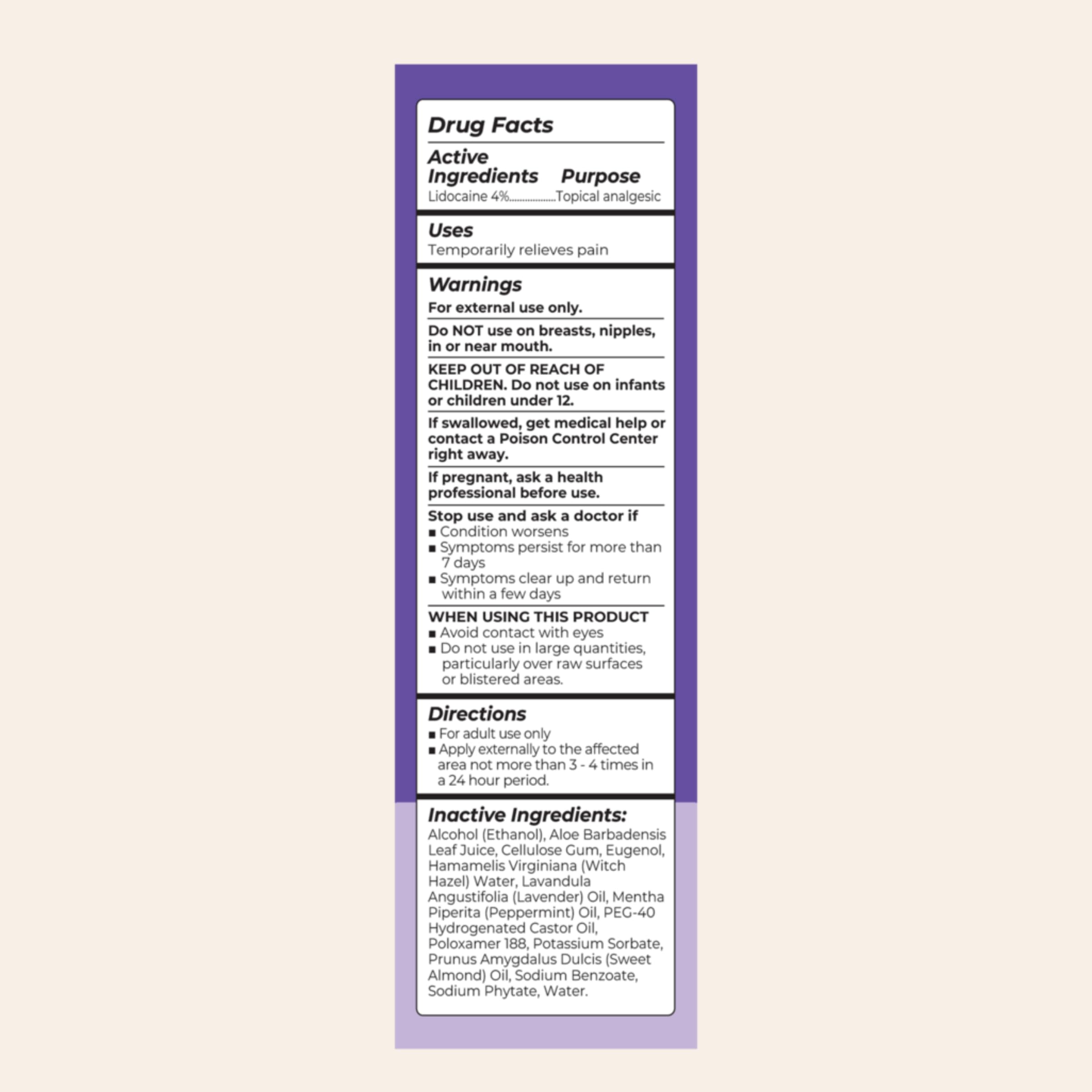 Lansinoh postpartum lidocaine spray bottle detail