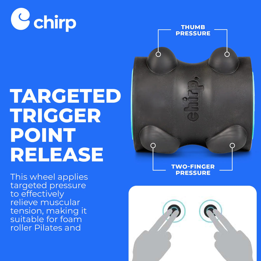 Person using Chirp Wheel XR for neck pain relief