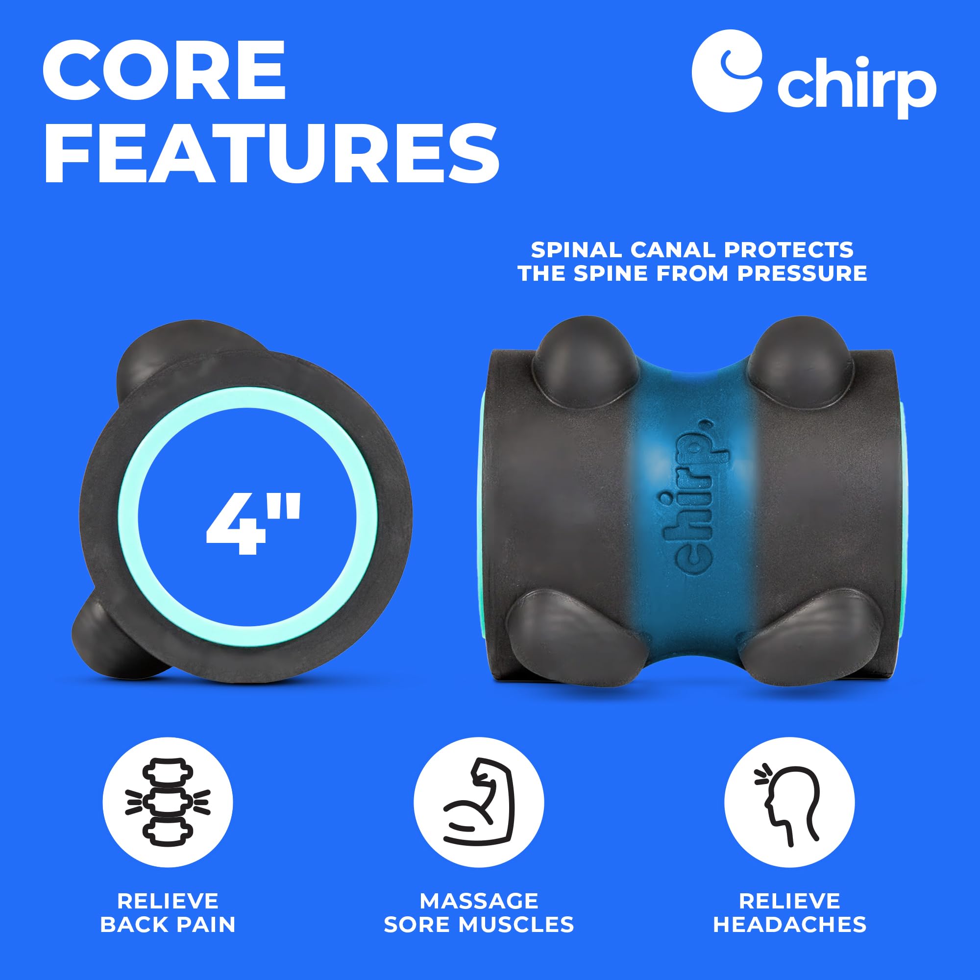 Side profile of mint colored Chirp Wheel XR massage tool