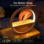 Vivilumens touch control night light demonstrating the adjustable brightness levels of the circular neutral tone lamp
