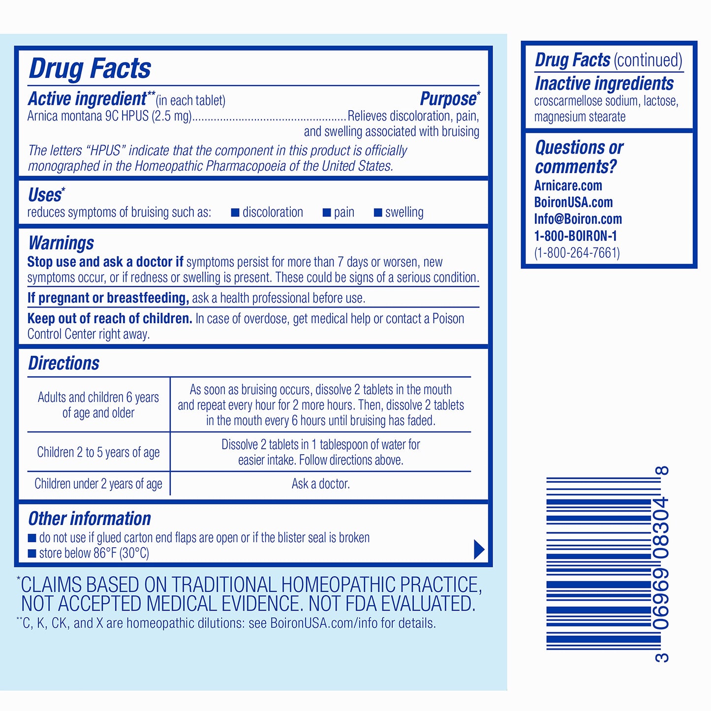 Nutrition and ingredients information on the box side