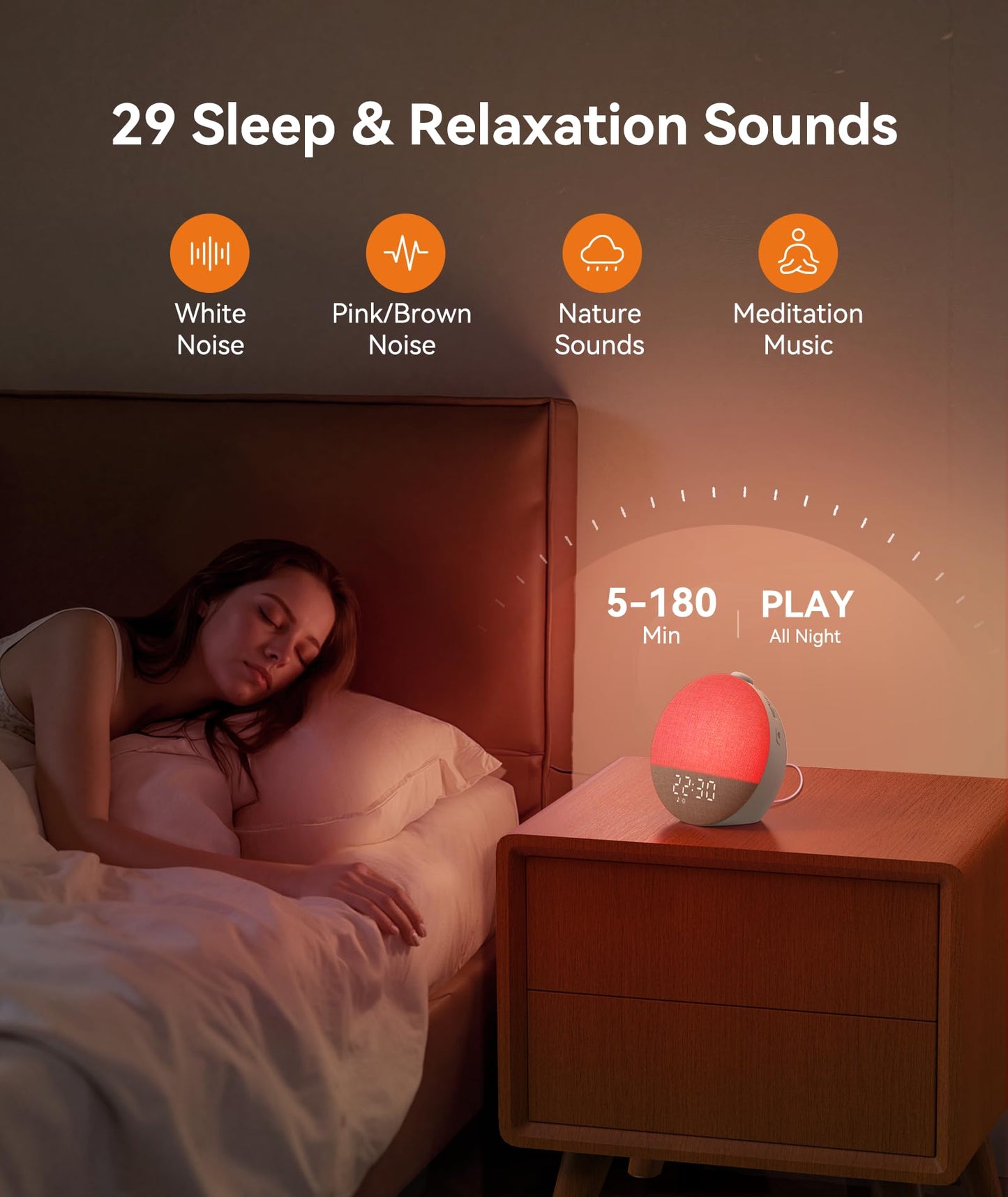 Dreamegg Sunrise 2 multi functional clock displaying a calm blue ambient color mode for evening relaxation